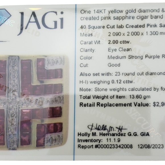 14K Yellow Gold Lab Created Pink Sapphires and Diamond Ring Size 7.25 #16167 - Picture 9 of 9